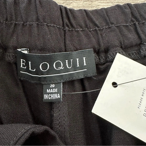 NWT Eloquii size 20 Black Linen Blend Skirted Shorts Tie Front Summer New - Picture 2 of 6